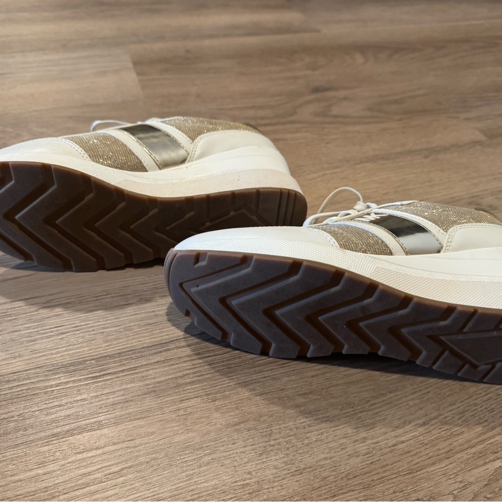 Michael Kors Metallic Gold and White Sneakers - Picture 4 of 6